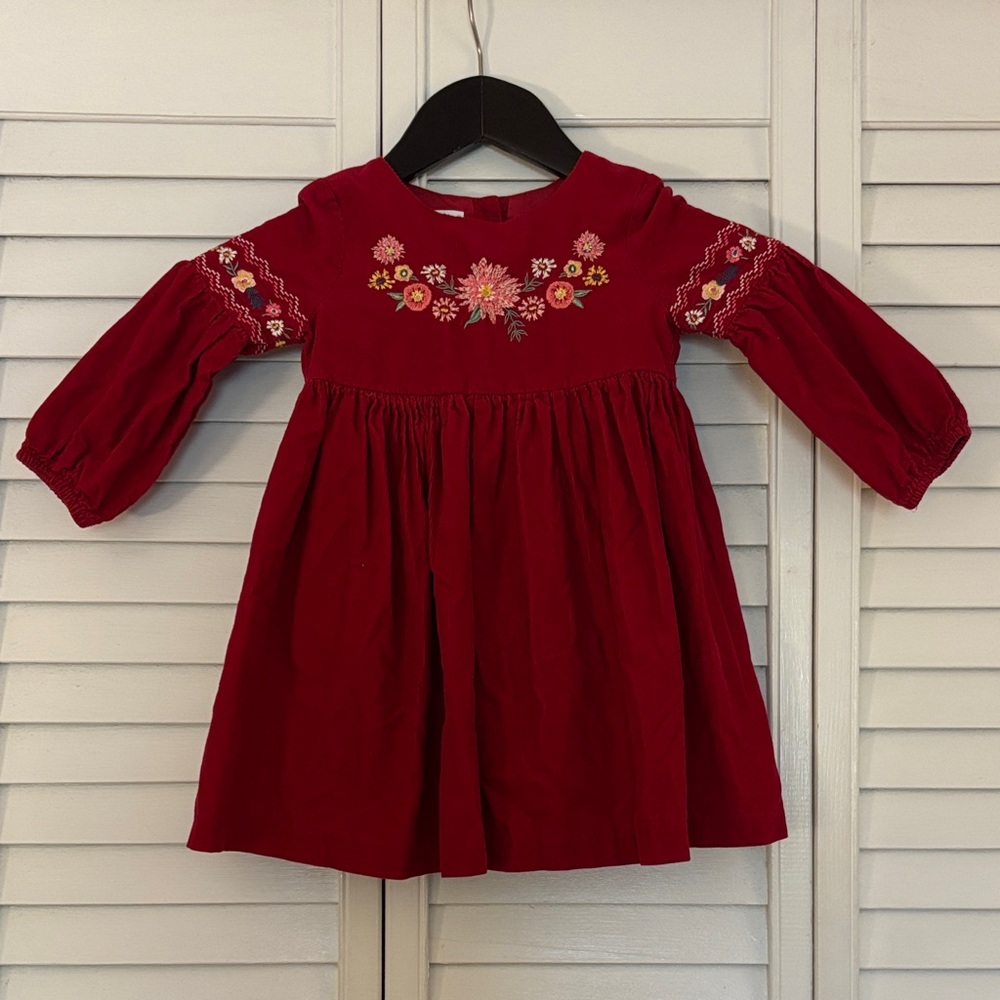 Bonnie Jean Red Embroidered Kids Dress